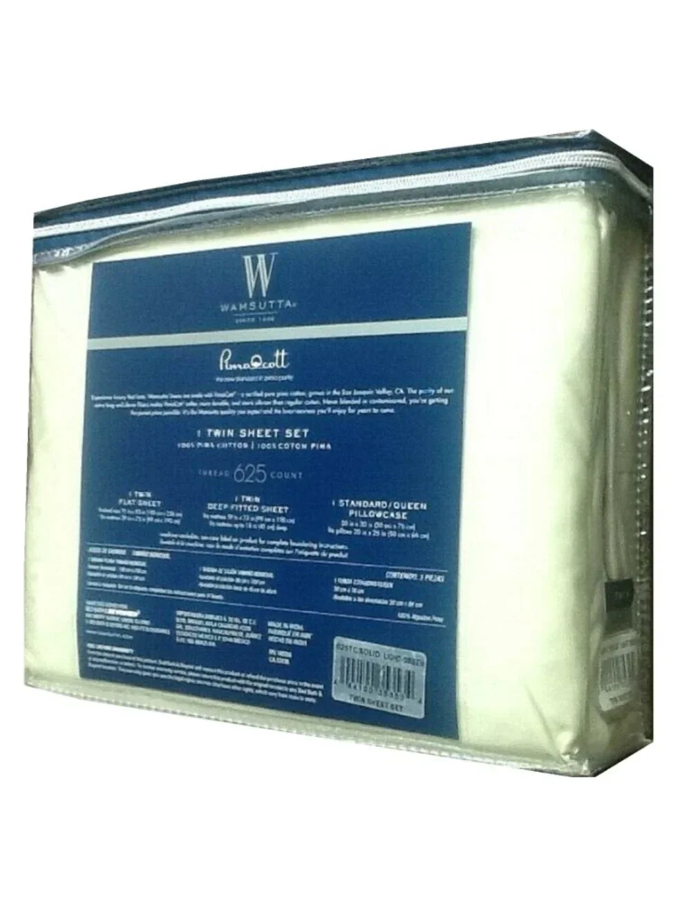 3pc LIGHT GREEN Wamsutta 625 TC Sateen Weave 100% Pimacott Cotton TWIN Sheet Set